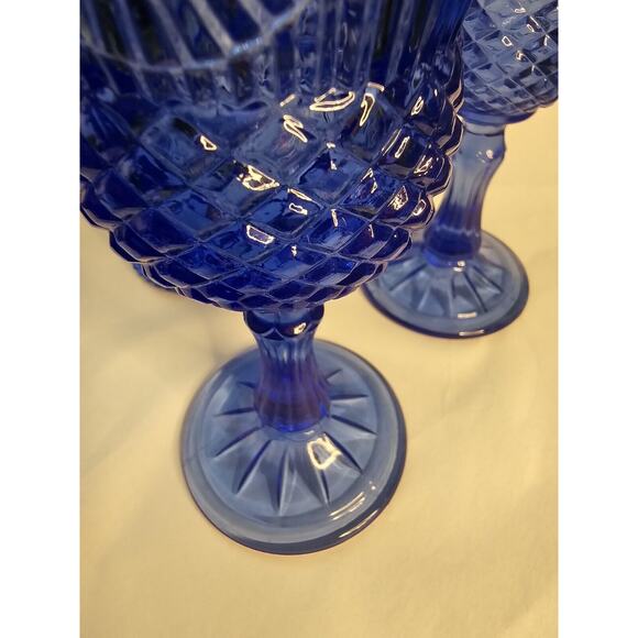 Cobalt Blue Fostoria Glasses Made For Avon George Martha Washington Set Of Three - Picture 7 of 16